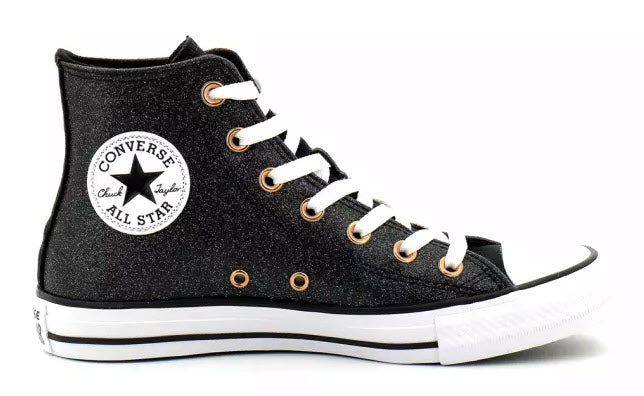 Converse Hi Black Glitter White Copper A04182C