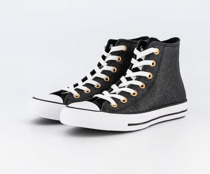 Converse Hi Black Glitter White Copper A04182C
