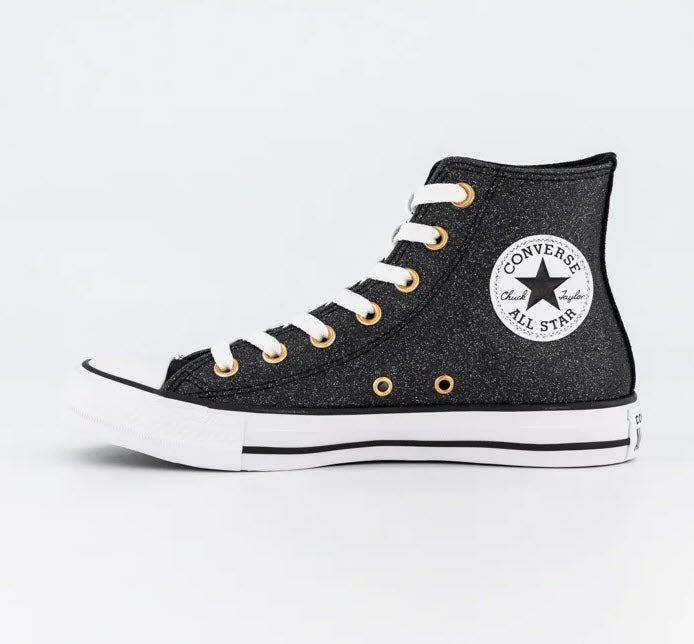 Converse Hi Black Glitter White Copper A04182C