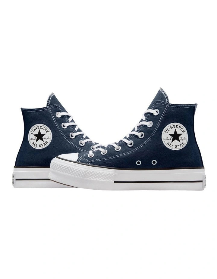 Navy blue Converse All Star high-top sneakers on a white background