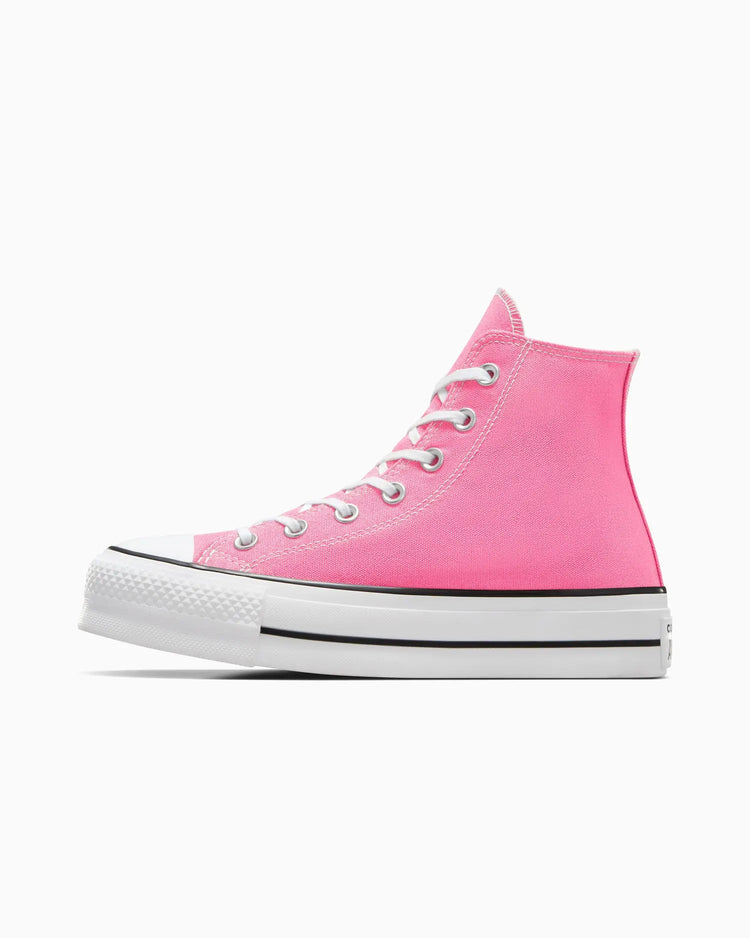 Pink high-top sneaker on a white background