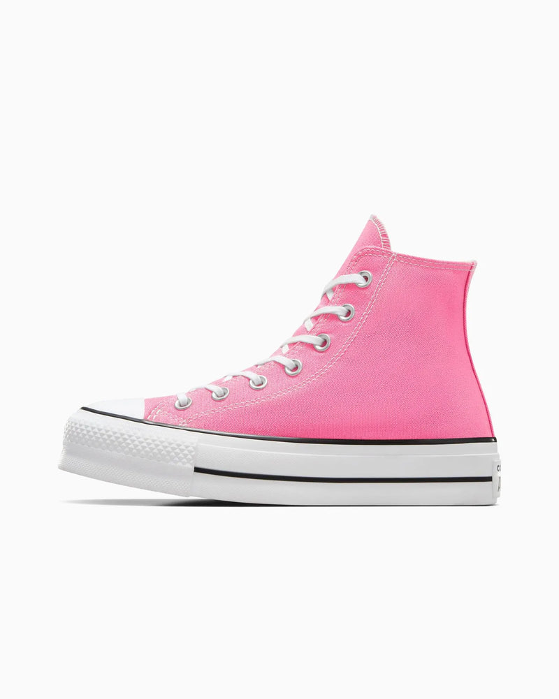 Pink high-top sneaker on a white background