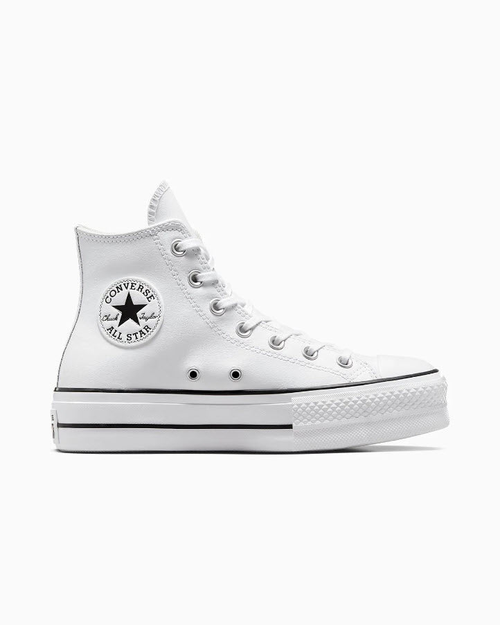 Converse white hi top platforms