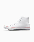 White high-top sneaker with red accents on a white background