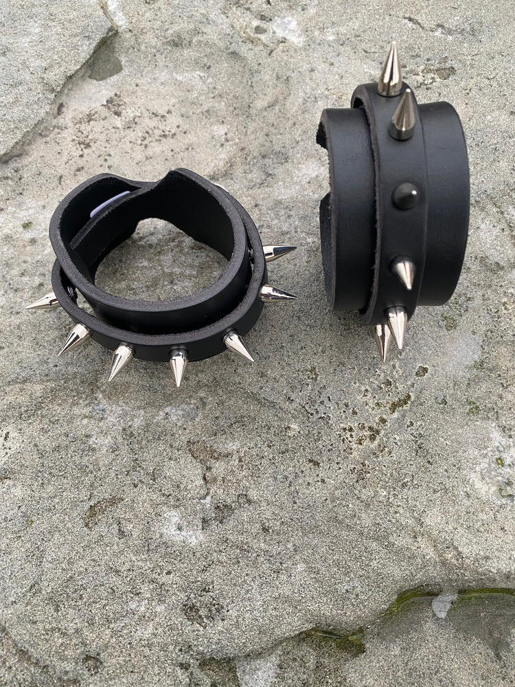 Leather Wristband with spikes