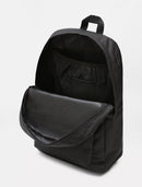 Black backpack on a white background