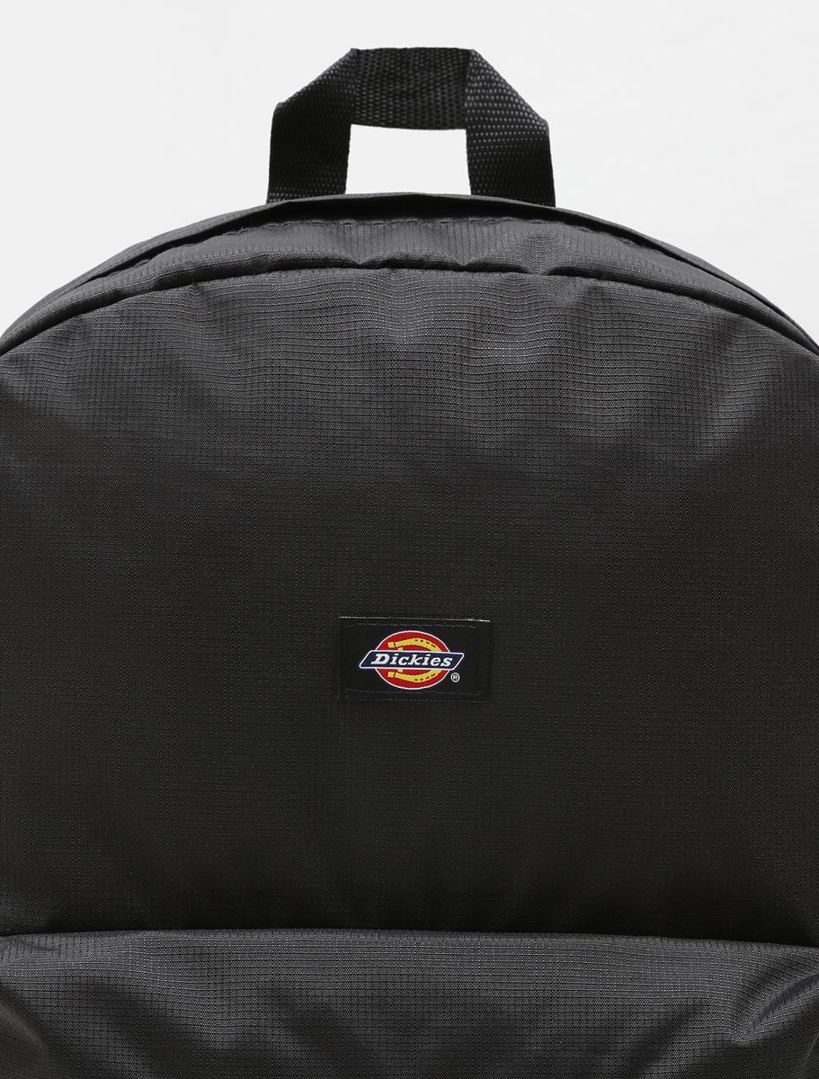 Black backpack with Dickies logo on a white background