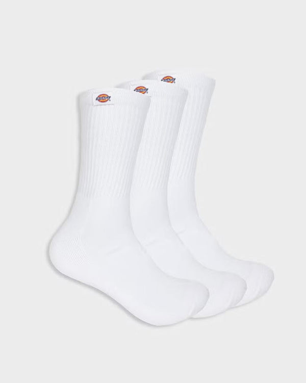 Dickies Classic Label 3pk Crew Socks White