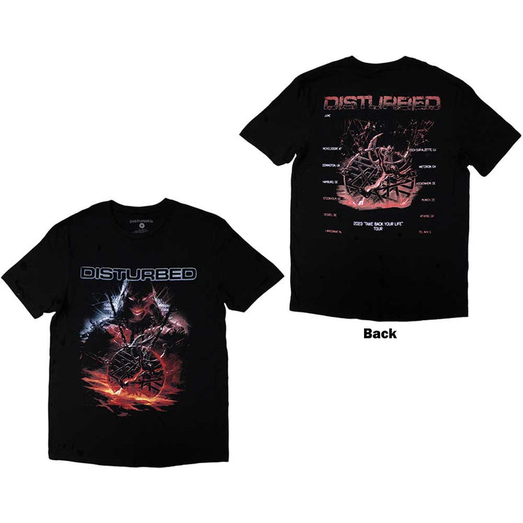 Disturbed European Tour '23 Medallion Unisex T-Shirt Black Back Print & Ex-Tour
