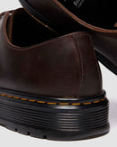 Dr Martens Brookline Lo Crazy Horse Dark Brown close up of heel