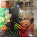 Joan Jett and the Blackhearts 'Acoustics' vinyl record album cover, featuring a collage-style acoustic photo of the band performing with a guitar, an orange Record Store Exclusive sticker, and a white background.