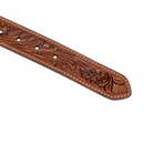 Embossed Leather Belt - Light Brown - With Western Style Buckle