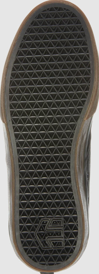 Etnies Jameson Vulc BMX shoe in black and gum color, featuring a vulcanized sole and a low toe box design.