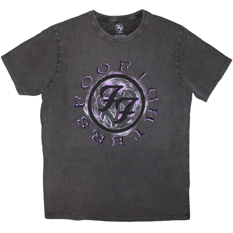 Foo Fighters Wheel Logo Shadow T-Shirt Stone Wash Charcoal Grey
