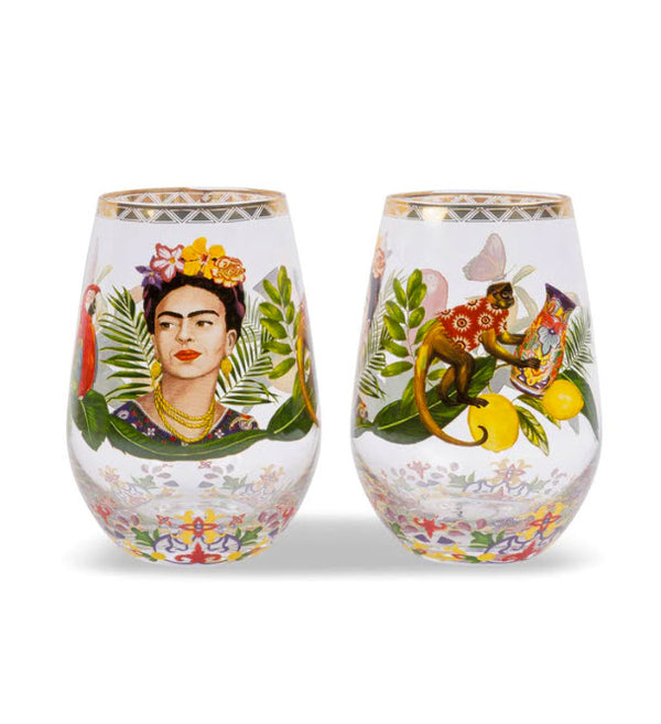 Frida Kahlo Mexican Painter Glasses Set of 2