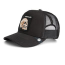 Black trucker cap with skull patch and 'CANCELLED' text on a white background