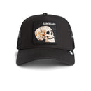 Black cap with skull patch and 'CANCELLED' text on a white background