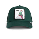Green cap with a pigeon patch and 'HOMIE' text on a white background
