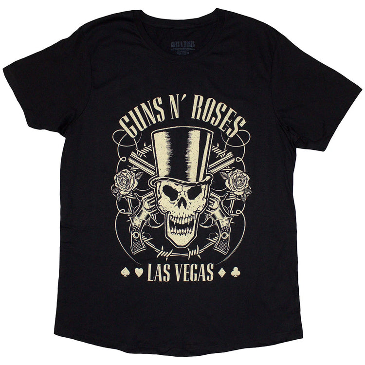 Guns N' Roses Ladies T-Shirt  Top Hat  Skull & Pistols Las Vegas