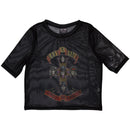 Black graphic t-shirt with 'Guns N' Roses' design on a white background