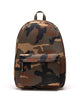 Camouflage backpack with visible brand logo on a white background