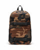 Camouflage backpack with black straps on a white background