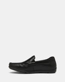 Black loafer shoe on a white background