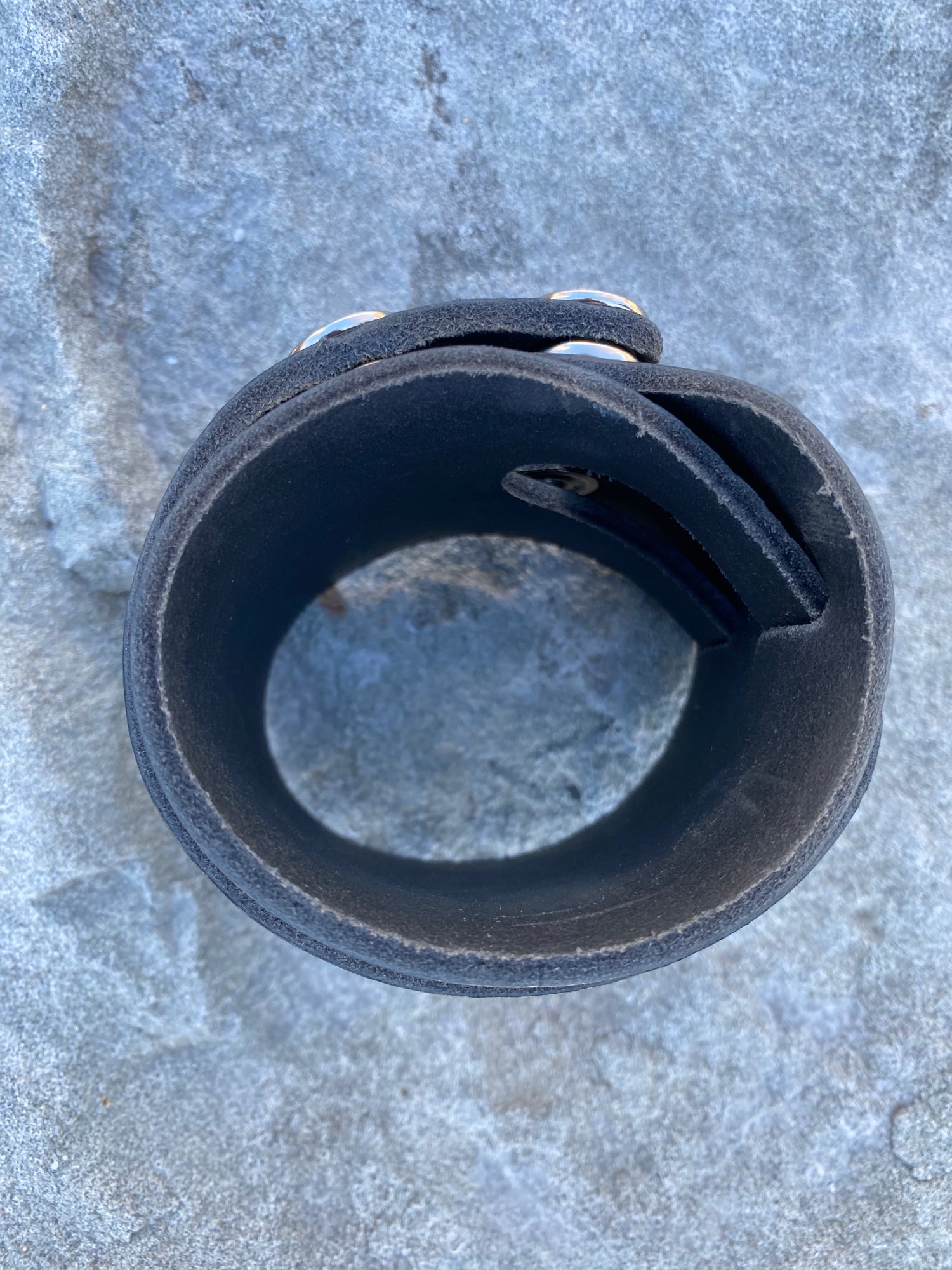Leather Wristband Double Strap Black