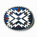 Indian Symbol Belt Buckle Blue and White