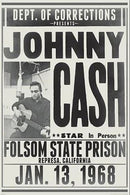 Poster for Johnny Cash performance at Folsom State Prison in 1968.