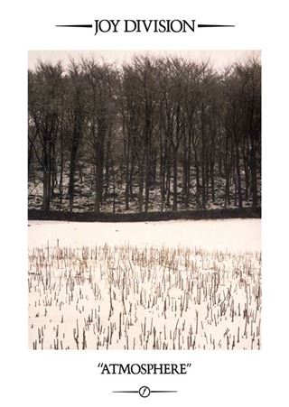 Album cover of 'Atmosphere' by Joy Division featuring a landscape with trees and water.