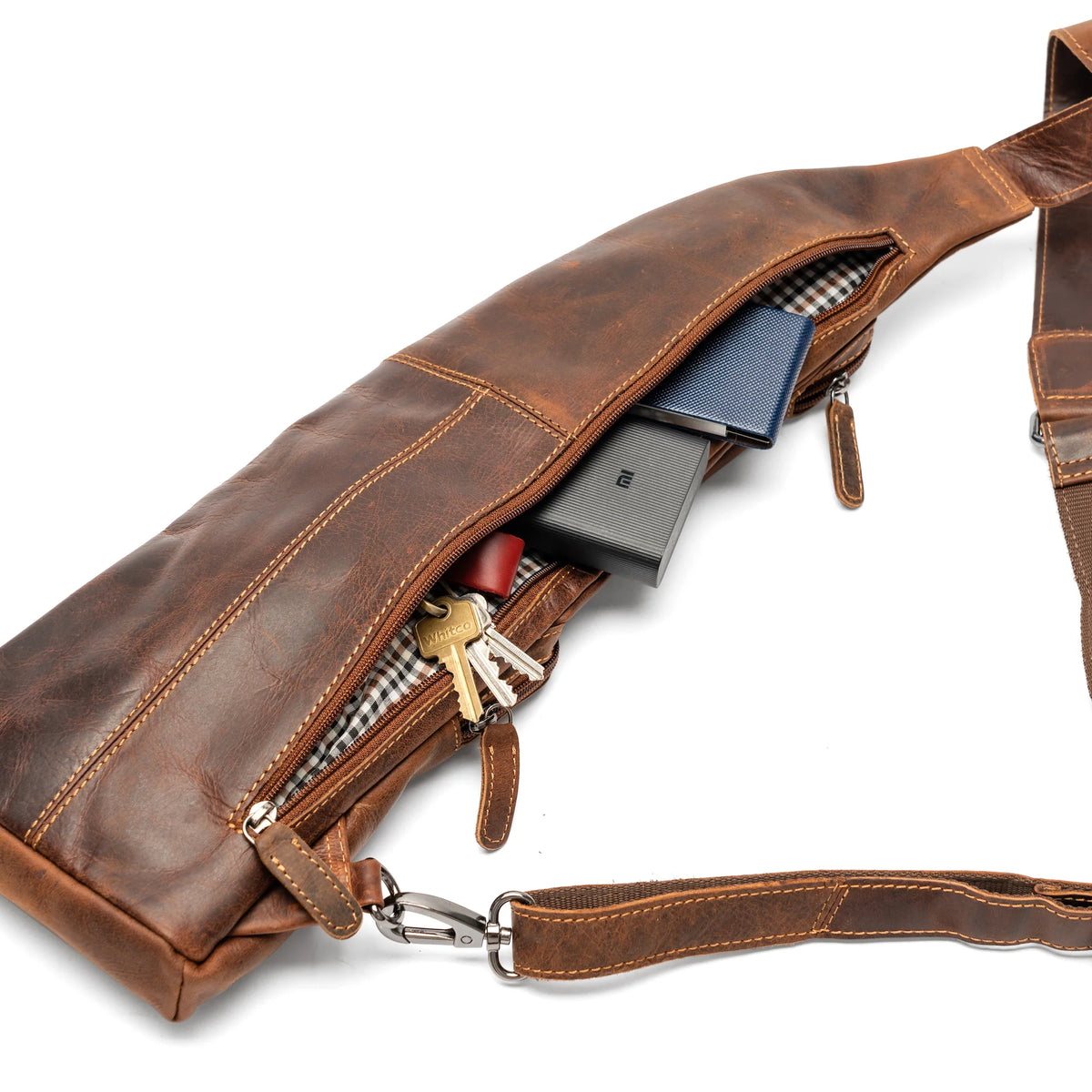 Leather Crossbody Bag Sandel - Harley
