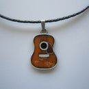 Leather Necklace Guitar Music Metal Charm Pendant