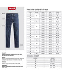 Levi's waist size chart with a blue jeans illustration on a white background