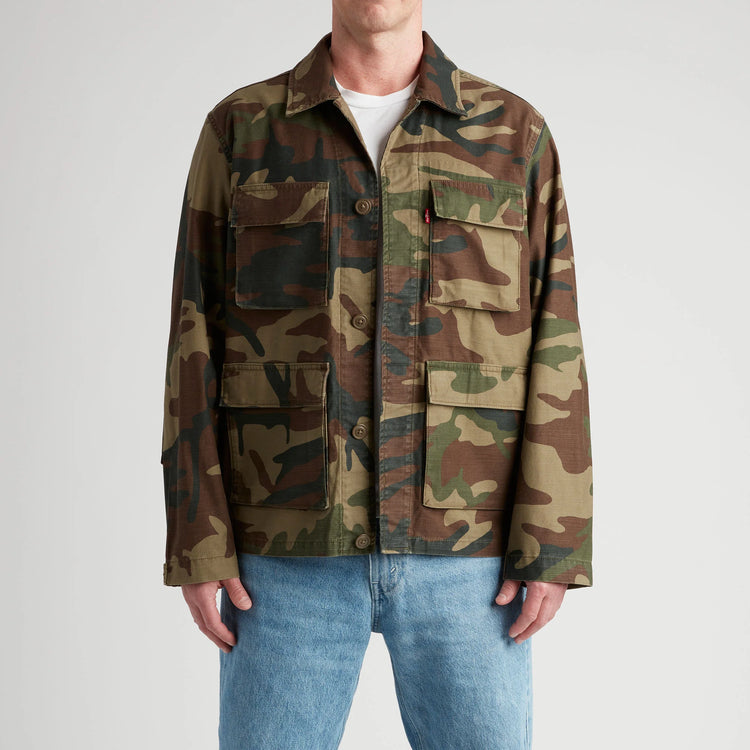 Levi's Camouflage jacket worn by a person on a plain background