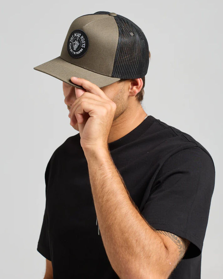 The Mad Hueys Twill Trucker Cap Olive