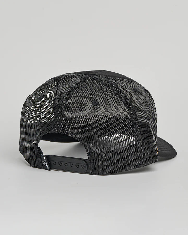 Black mesh cap on a light gray background