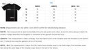 T-shirt size chart with measurements in centimeters and inches