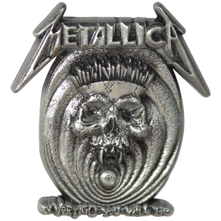 Metallica logo with skull design on a white background