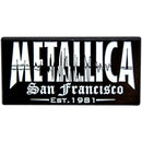 Metallica logo with 'San Francisco' and 'Est. 1981' text on a black background
