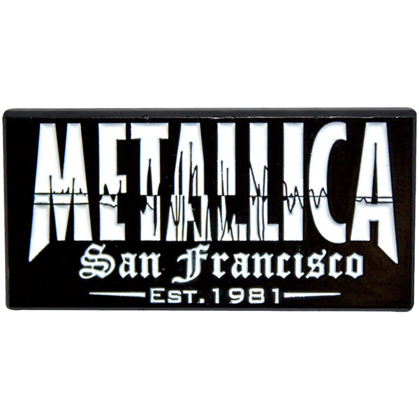 Metallica logo with 'San Francisco' and 'Est. 1981' text on a black background