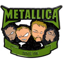 Metallica band members with 'Metallica Since 1981' text on a green background