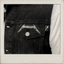 Metallica Denim Vest leather patch and woven trims Unisex  Faces - Black Tar