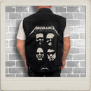 Metallica Denim Vest leather patch and woven trims Unisex  Faces - Black Tar
