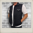 Metallica Denim Vest leather patch and woven trims Unisex  Faces - Black Tar