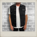 Metallica Denim Vest leather patch and woven trims Unisex  Faces - Black Tar