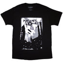 Black t-shirt with 'My Chemical Romance' graphic design on a white background