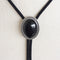 Nature Black Obsidian Stone Bolo Tie Necklace Wedding