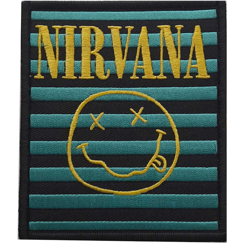 Nirvana Logo & Happy Face Stripes Woven Patch
