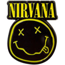 Nirvana logo with a smiley face and 'X' eyes on a black background